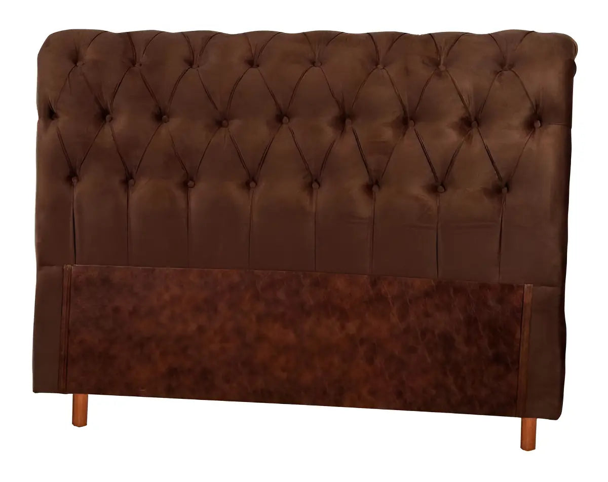 Cabeceira Estofada Casal Lecce 144x128x24 Bom Pastor Cor Marrom-escuro