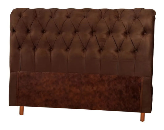 Cabeceira Estofada Casal Lecce 144x128x24 Bom Pastor Cor Marrom-escuro
